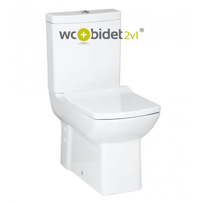 ALEA LARA WC a bidet (2 v 1) kombi s nádržkou s dual splachovaním, zadný/spodný odpad, biele, LR3641