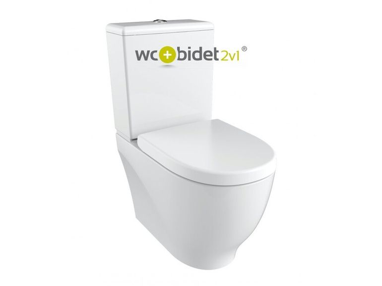 ALEA MAR RIM-OFF WC a bidet (2 v 1) kombi s nádržkou s dual splachovaním, zadný/spodný odpad, MA3641