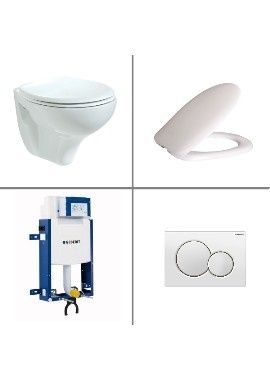 ALEA STANDARD akciový set, WC a bidet (2 v 1) závesné s predstenovým inštalačným modulom, splachovaním a sedátkom, Set002