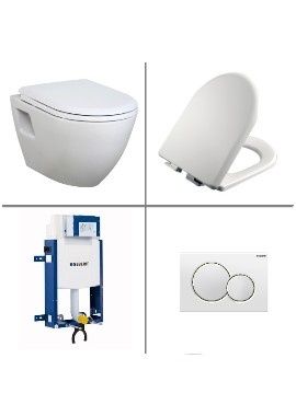 ALEA TEKKO akciový set, WC a bidet (2 v 1) závesné s predstenovým inštalačným modulom, splachovaním a sedátkom, Set001