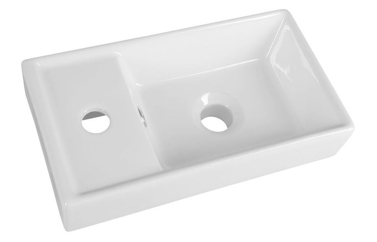 AQUALINE 40 x 22cm umývadlo malé nábytkové hranaté, s otvorom, s prepadom, biele, DD4022