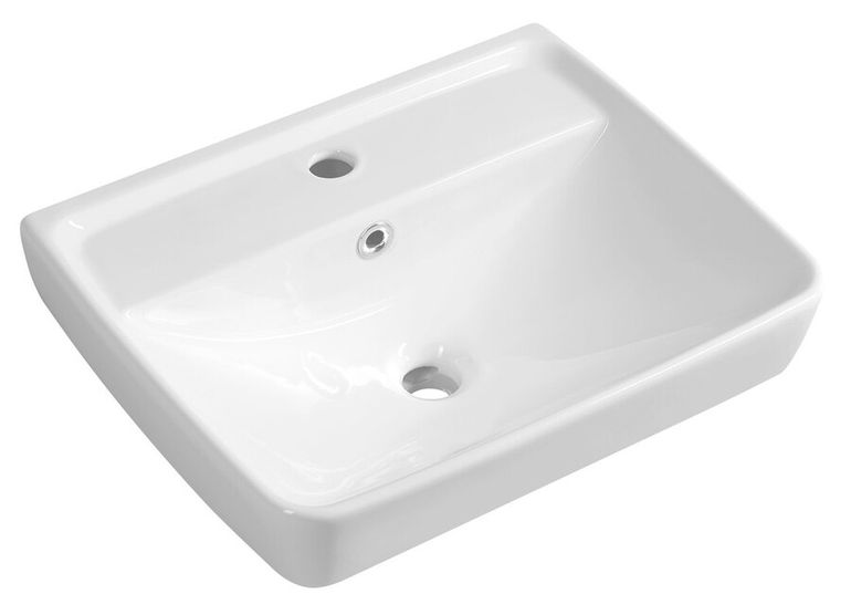 AQUALINE DURU 50 x 40cm umývadlo hranaté, s otvorom, s prepadom, biele, TU0350