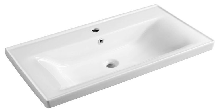 AQUALINE SAVA 90 x 46cm umývadlo hranaté, s otvorom, s prepadom, biele, 2090