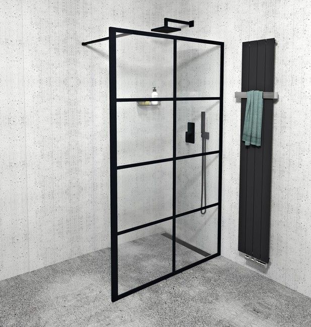 GELCO CURE BLACK 120cm walk-in sprchový kút (samostatná sprchová stena), profil čierny, sklo číre, CB120