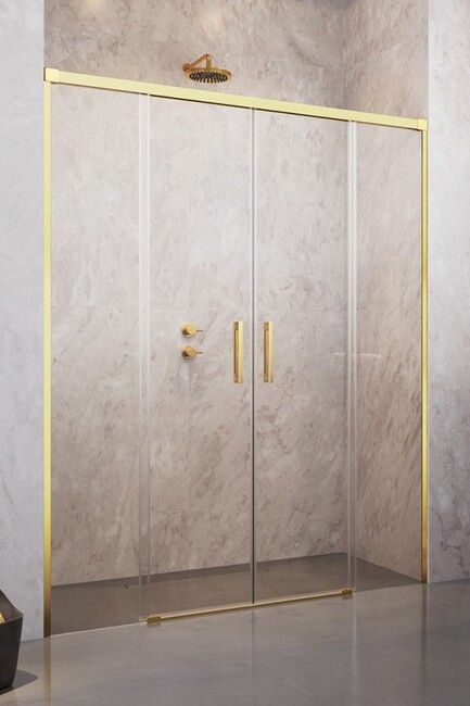 RADAWAY IDEA GOLD DWD 140cm sprchové dvere do niky, profil zlatý, sklo číre, 387124-09-01