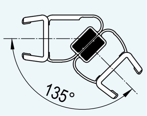 SANSWISS zvislé magnetické tesnenie 135°, pre 8mm sklá, 1 pár, 52352.KD.135