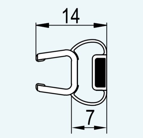 SANSWISS zvislé magnetické tesnenie 180°, pre 6mm sklá, 1ks, 42356.KD.1