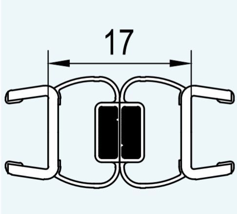 SANSWISS zvislé magnetické tesnenie 180°, pre 8mm sklá, 1 pár, 52356.KD