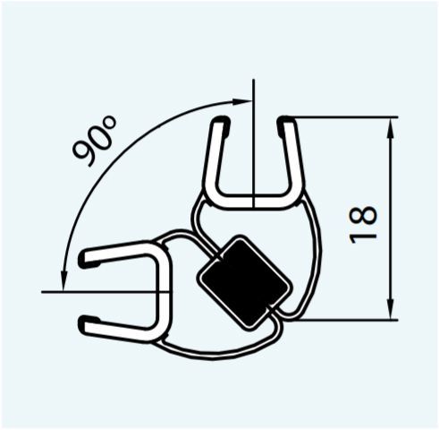 SANSWISS zvislé magnetické tesnenie 90°, pre 6mm sklá, 1 pár, 42352.KD.2000