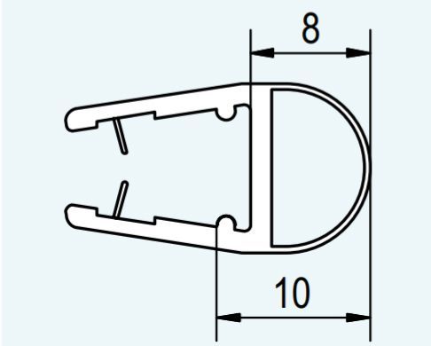 SANSWISS zvislé tesnenie pre 6 a 8mm sklá, 1ks, 51205.KD.2000