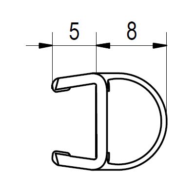 SANSWISS zvislé tesnenie pre 8mm sklá, 1ks, 51405.KD.2000