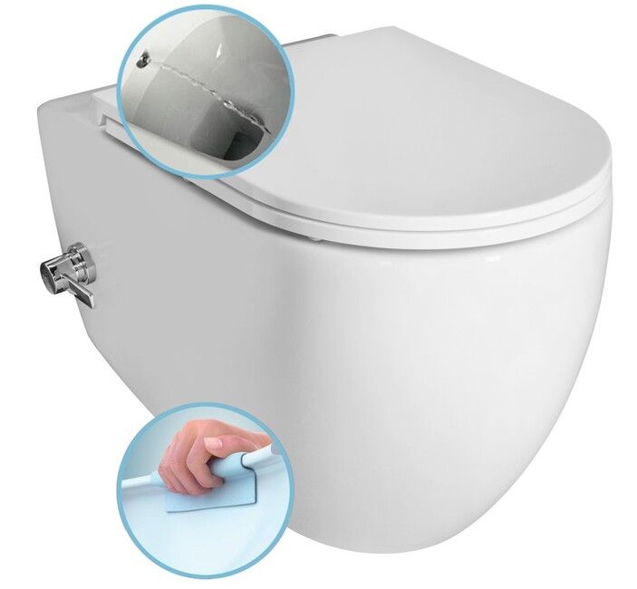 SAPHO INFINITY 53cm RIMLESS WC závesné, s integrovaným ventilom a bidetovou sprškou, biele, 10NFS1001I