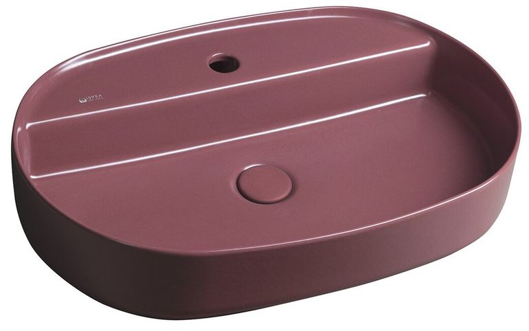 SAPHO INFINITY OVAL 60 x 40cm umývadlo na dosku oválne, s otvorom, bez prepadu, keramické, maroon red, 10NF65060-2R