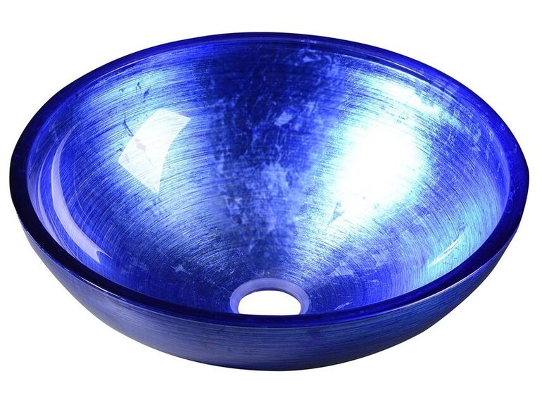 SAPHO MURANO BLU Ø40cm umývadlo na dosku okrúhle, bez prepadu, sklenené, AL5318-65